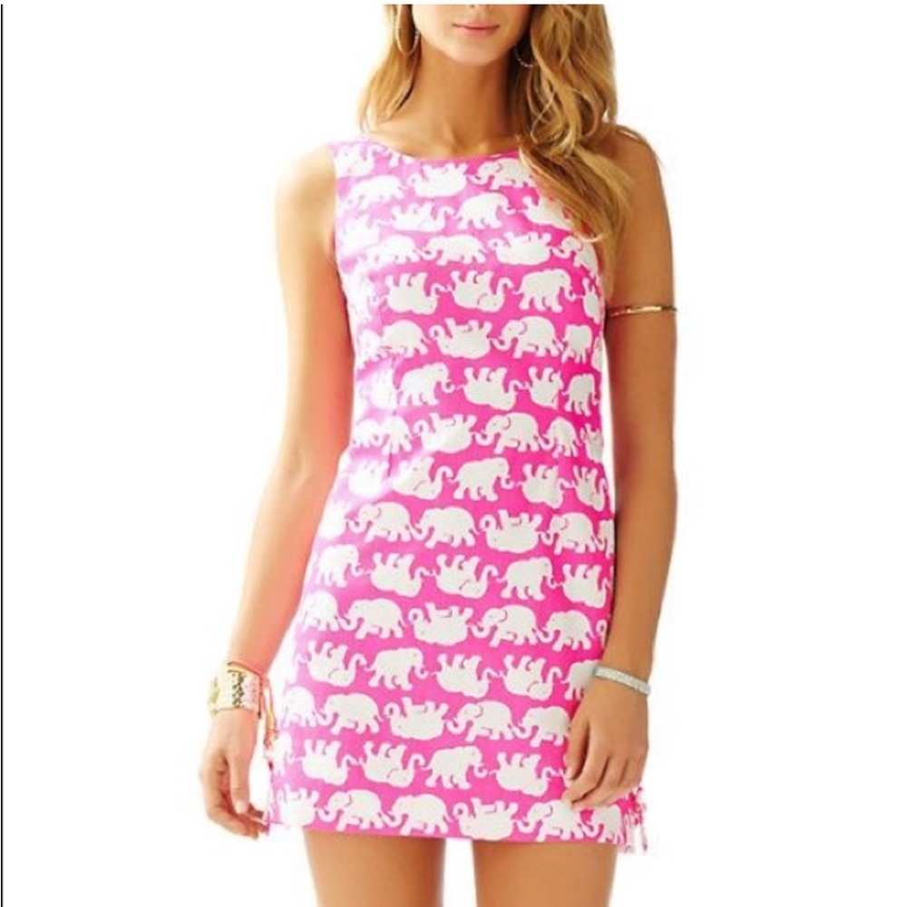 Lilli Pulitzer Pink and White Elephant Print Dress